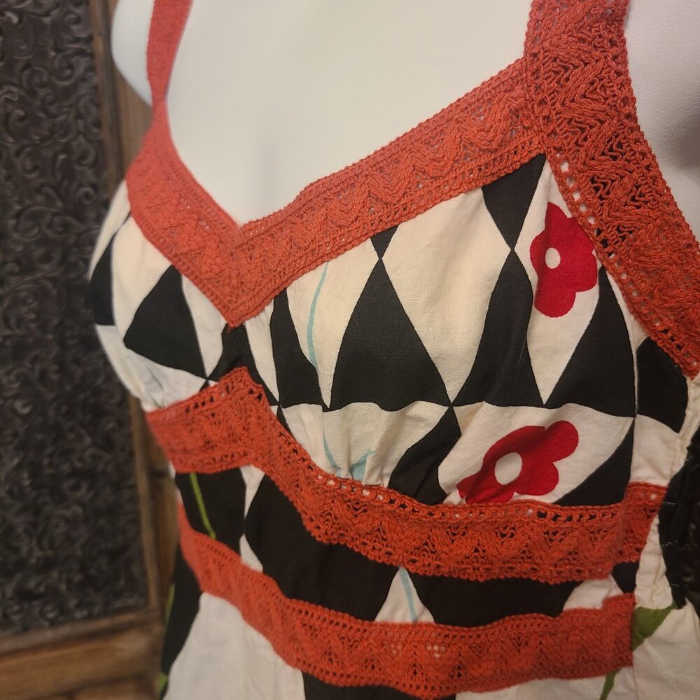 Boho Butterfly Print Sundress – Sleeveless with Crochet Trim – Size S - Picture 2 of 7